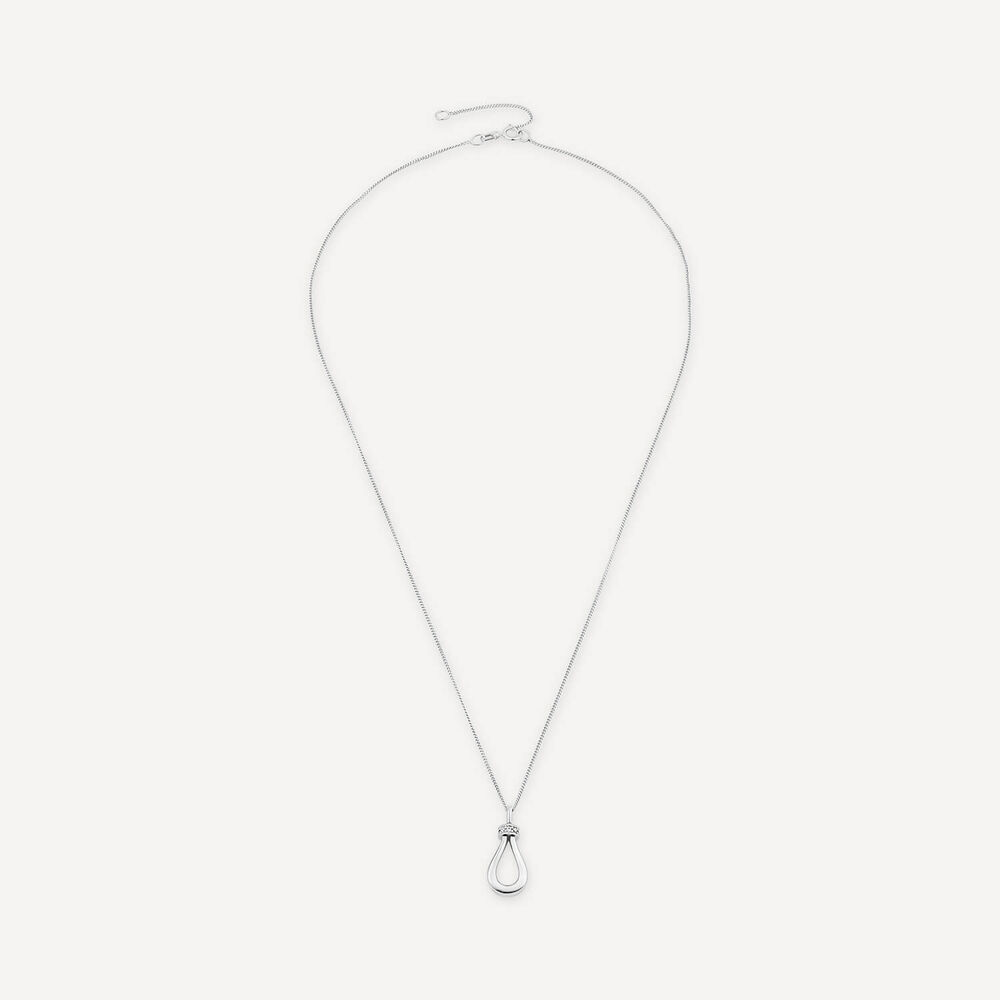 9ct White Gold Top Open Diamond Pear Pendant image number 2