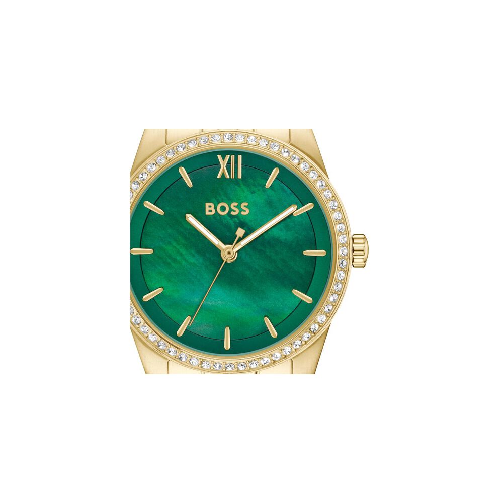 BOSS Graceful 32mm Green Mother of Pearl Dial Gold Tone Steel Bracelet Watch