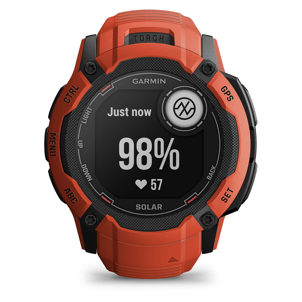 Garmin Instinct 2x Solar Flame Red 50mm Silicone Strap Watch image number 8