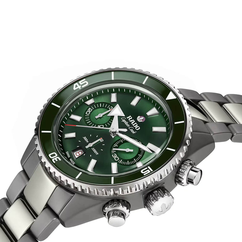 Rado Captain Cook High-Tech Ceramic Automatic Chronograph 43mm Green Dial Bracelet Watch image number 1
