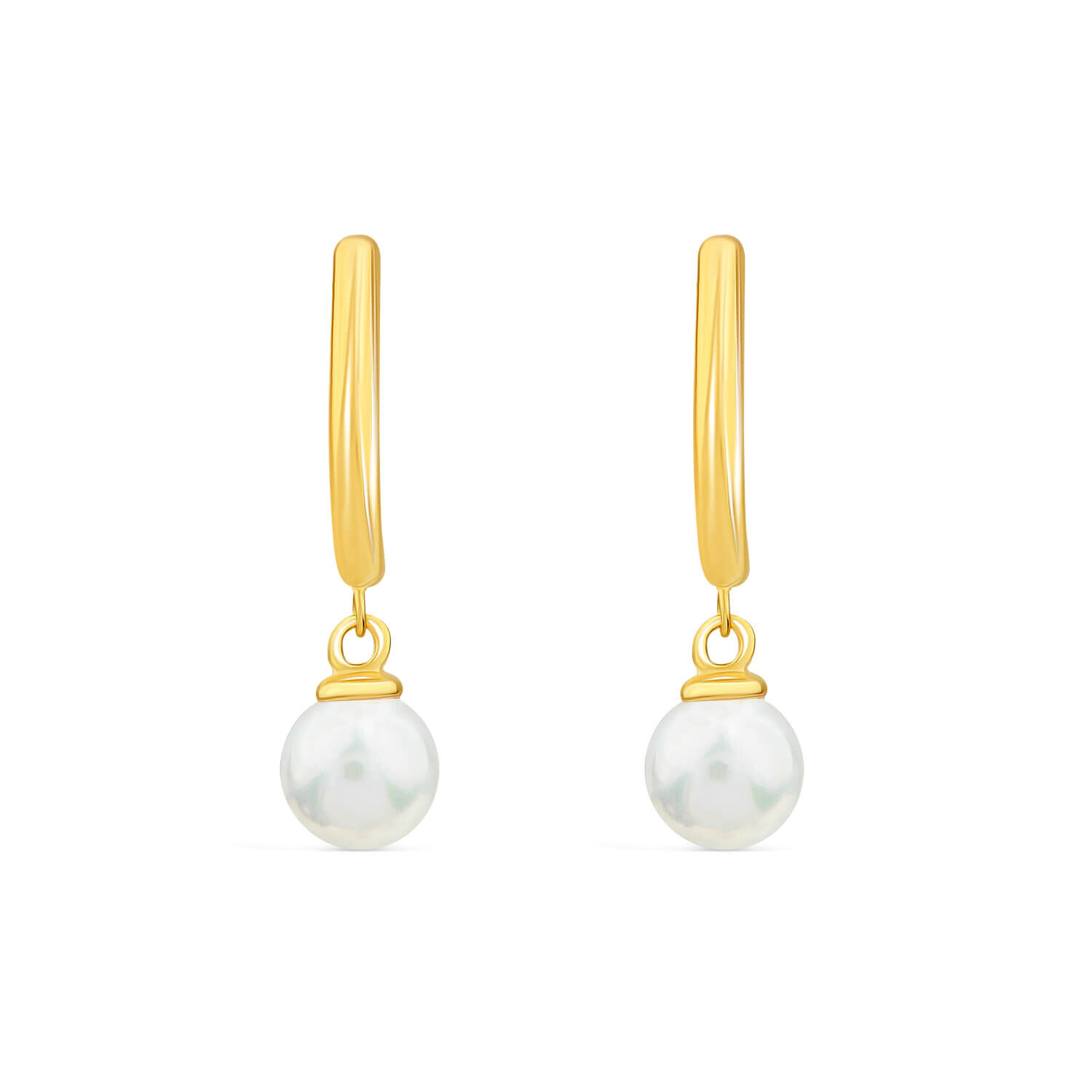 9ct Yellow Gold Hoop Pearl Drop Earrings