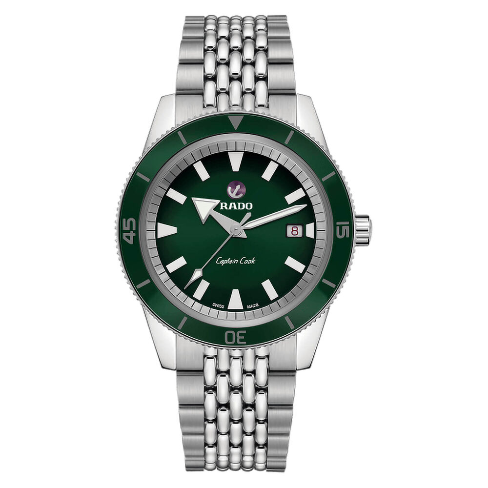 Rado Captain Cook 42mm Green Dial Green Bezel Steel Case Bracelet Watch