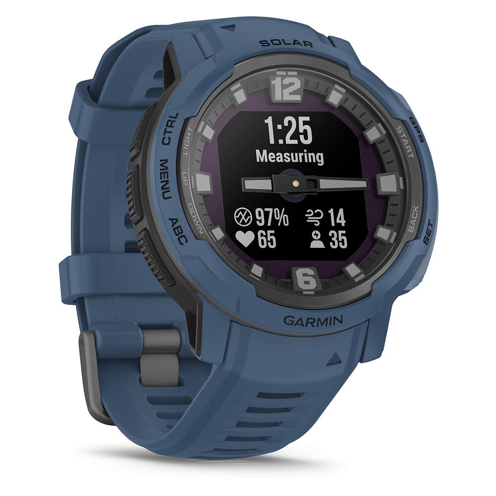 Garmin Instinct Crossover Solar Tidal Blue 45mm Blue Silicone Strap Watch