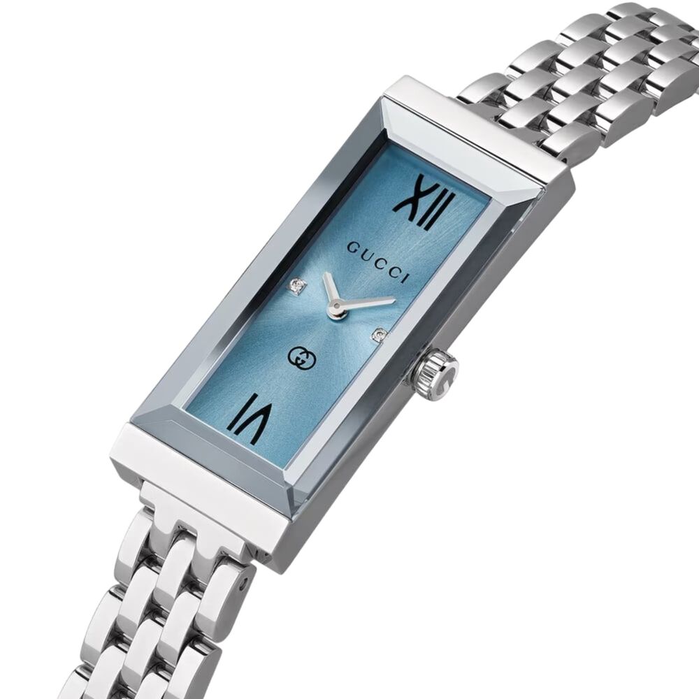 Gucci G-Frame 34x14mm Light Blue Dial Stainless Steel Bracelet Watch