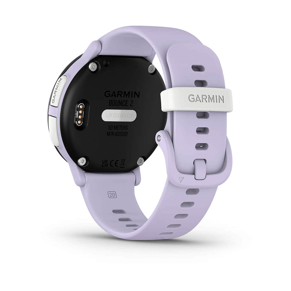 Garmin Bounce 2 43mm AMOLED Light Purple Silicone Strap Watch image number 6