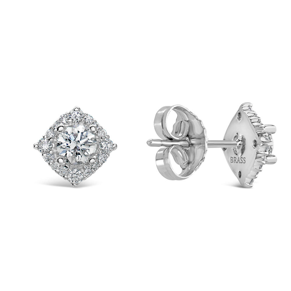 Northern Star Signature 0.50ct Diamond Halo 18ct White Gold Earrings image number 2
