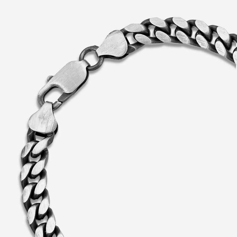 Sterling Silver Oxidised Curved Link Bracelet image number 4