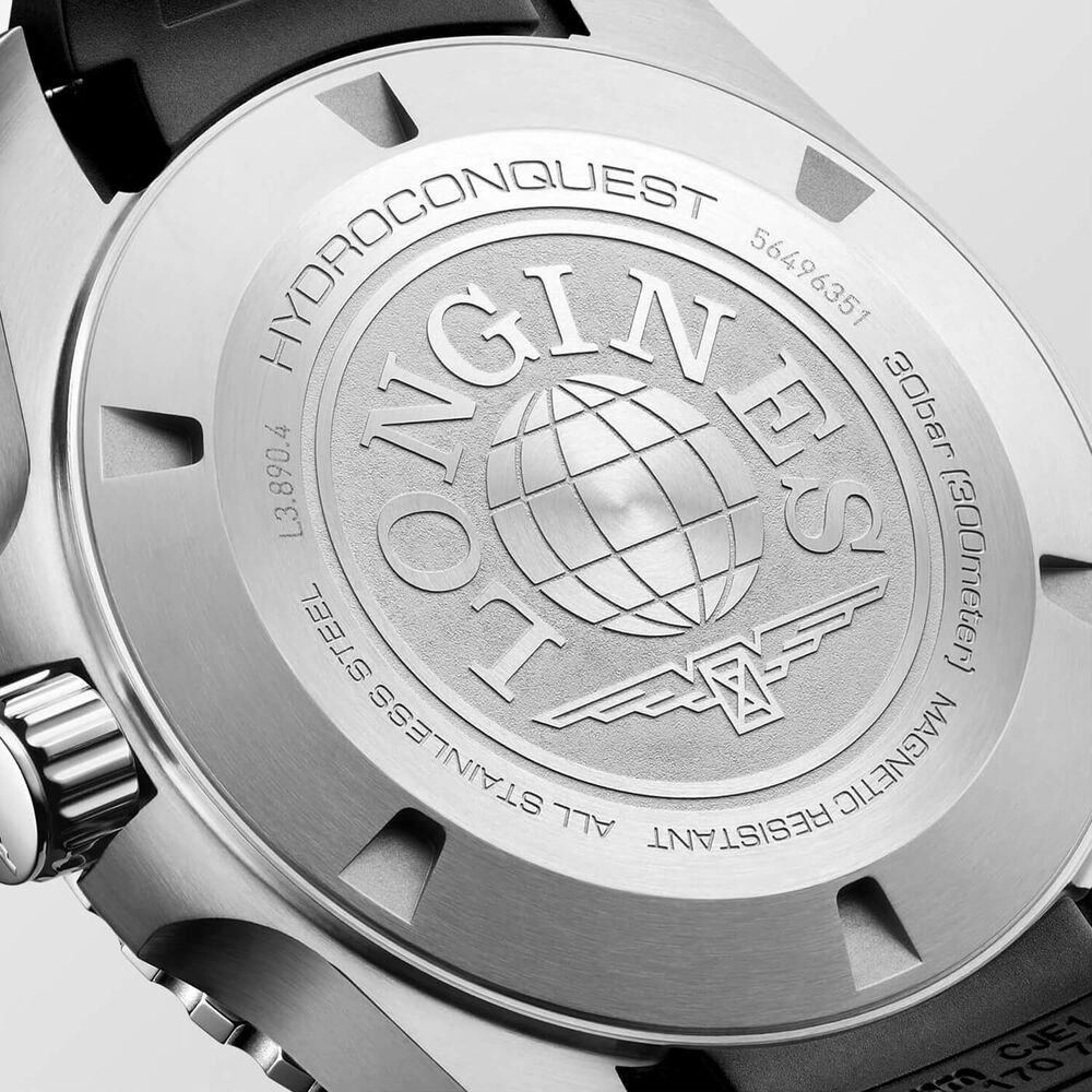 Longines Hydroconquest GMT 43mm Black Dial Rubber Strap Watch image number 3