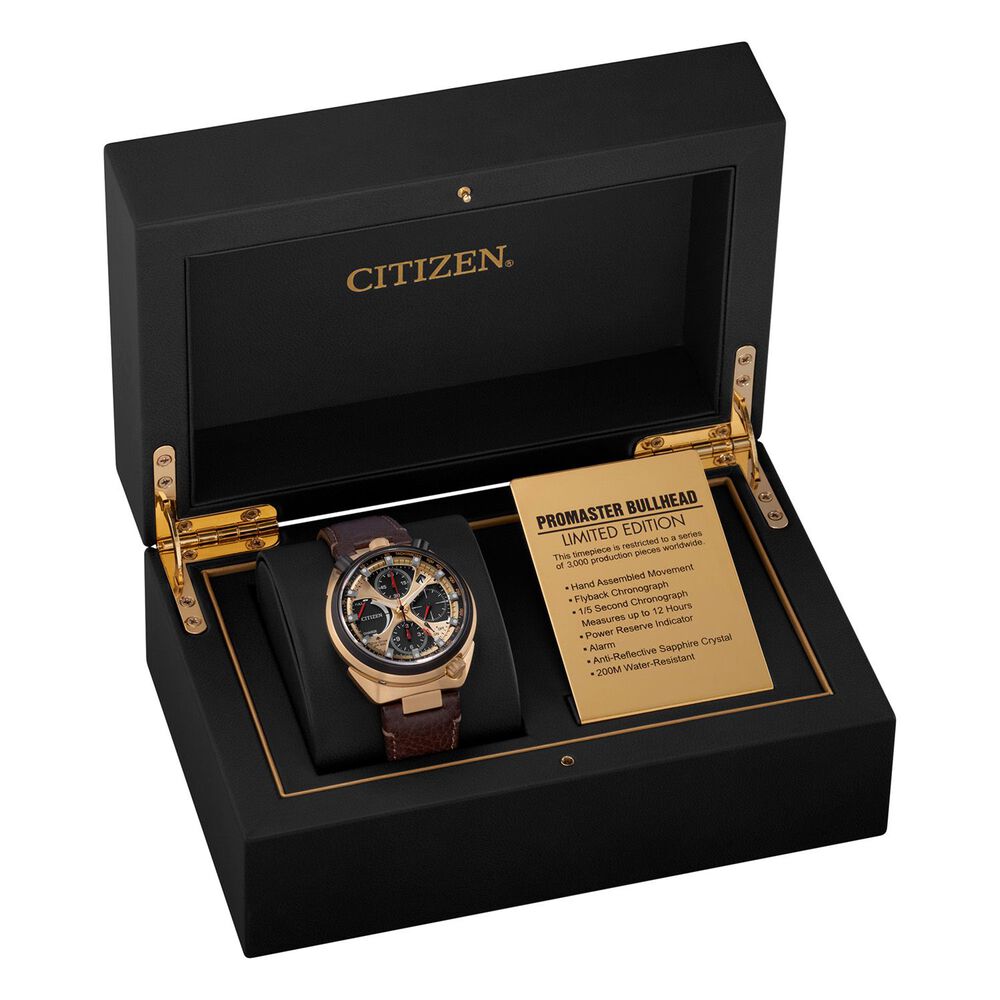 Citizen Limited Edition Bull Head 45mm Chronograph Perpetual Calendar Rose Gold Case Strap Watch image number 6