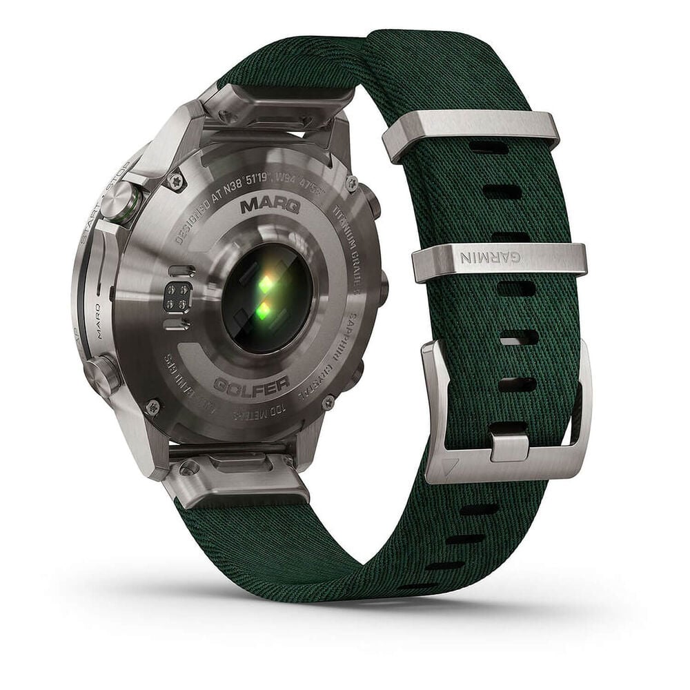 Garmin MARQ® Golfer (Gen 2) 46mm Titanium Case Green Ceramic Bezel Strap Watch image number 6