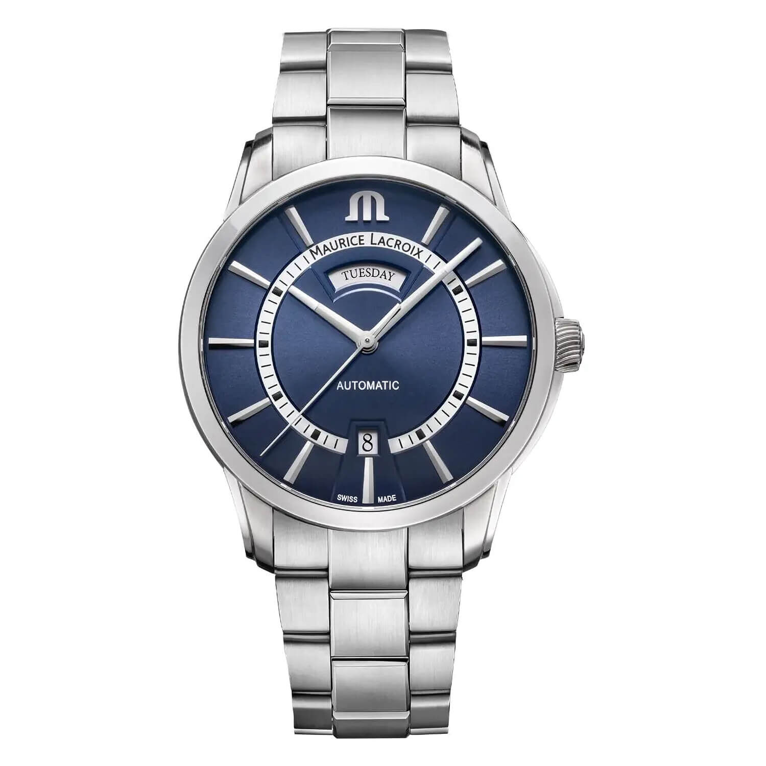 Maurice Lacroix Pontos Day Date 41mm Blue Dial Stainless Steel Bracelet