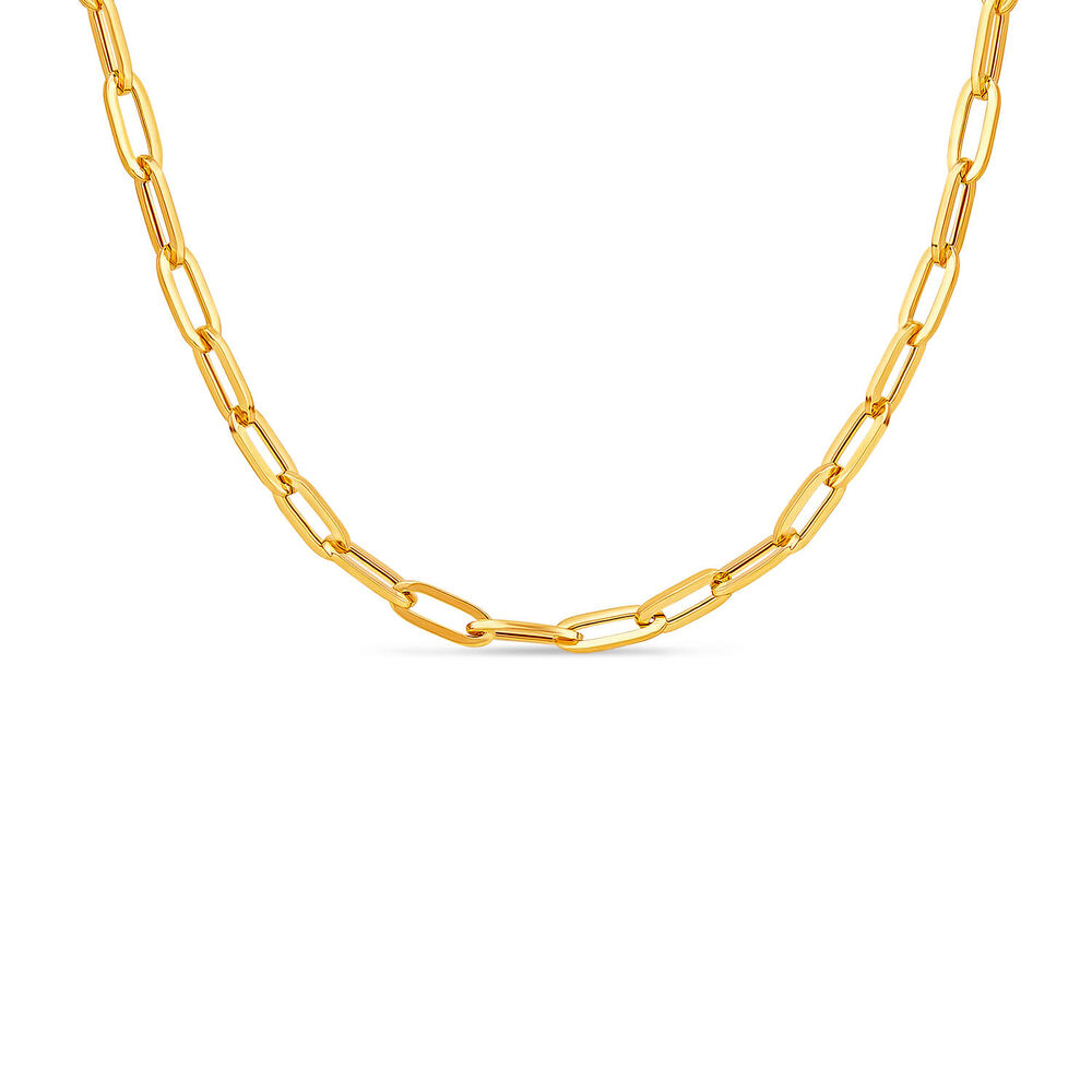 9ct Yellow Gold Paperlink Diamond Cut 18 inch Chain Necklet image number 0