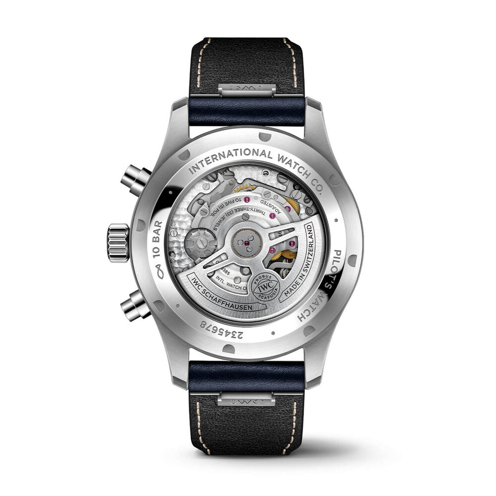 IWC Schaffhausen Pilot's Chronograph 43mm Blue Dial Blue Strap Watch image number 3