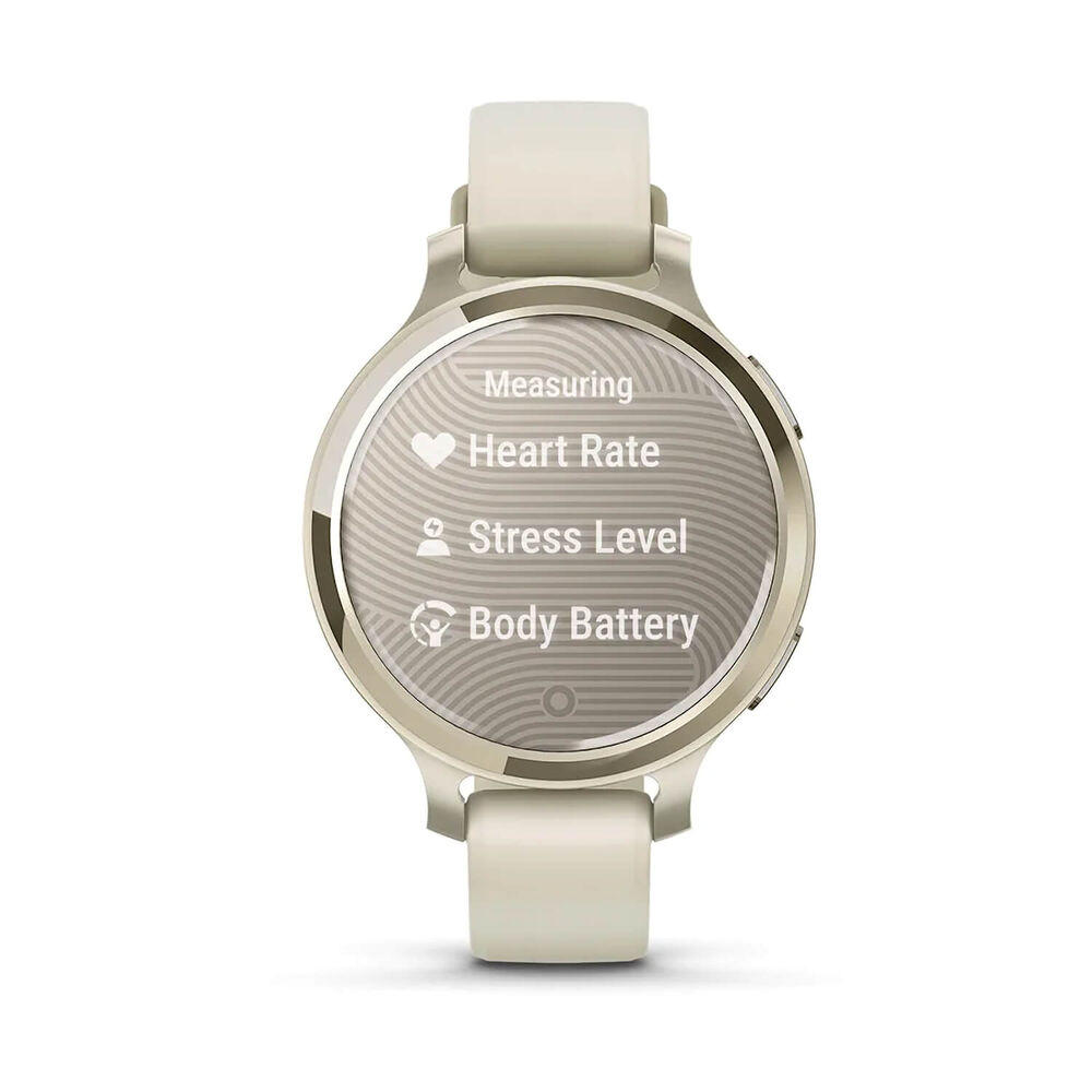Garmin Lily® 2 Active Lunar Gold Bezel Bone Silicone Strap Watch