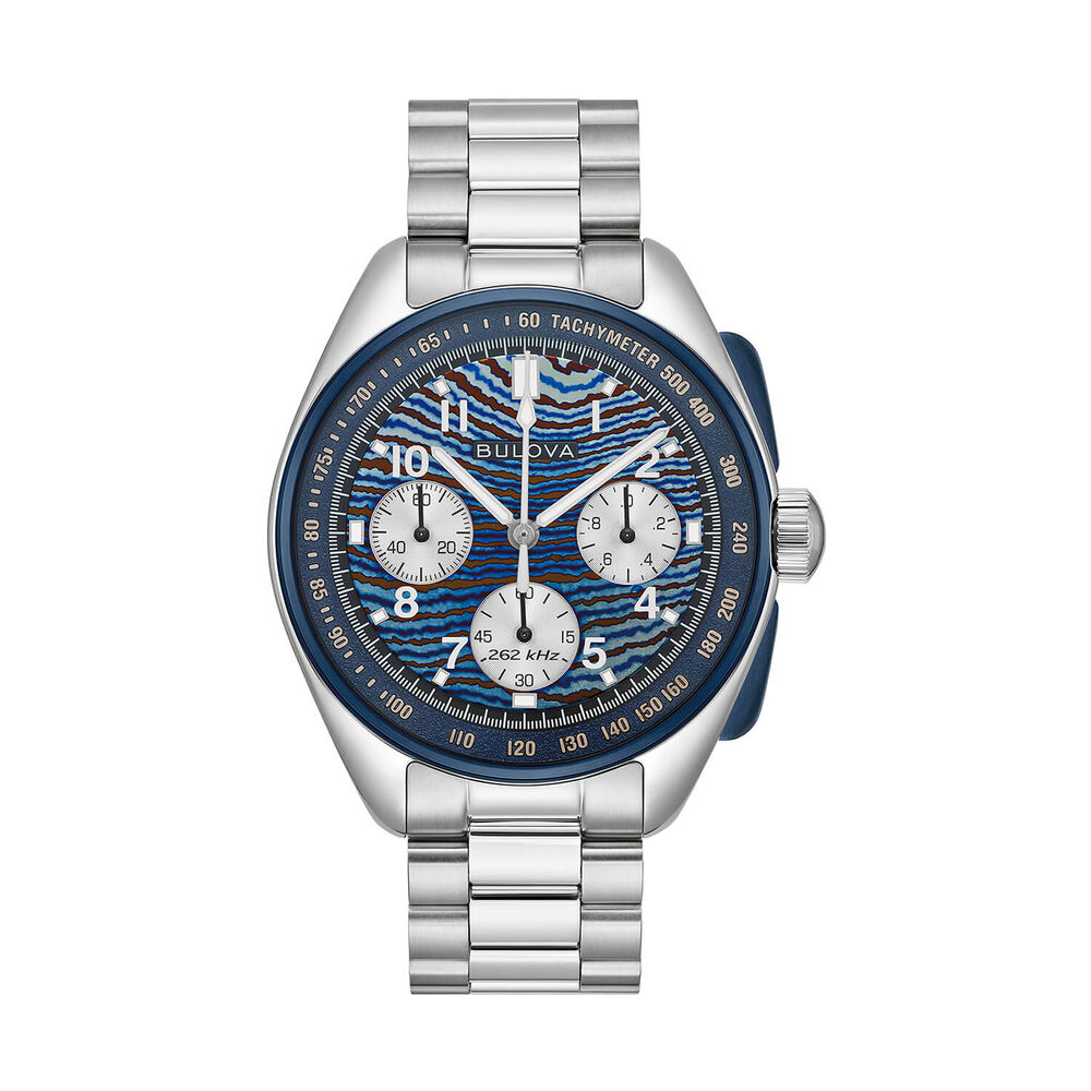 Bulova Lumar Pilot Timascus 43mm Blue Dial Steel Bracelet Watch image number 0