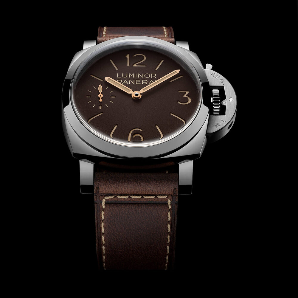 Panerai Luminor 44mm Tobacco Dial Dark Brown Leather Strap Watch