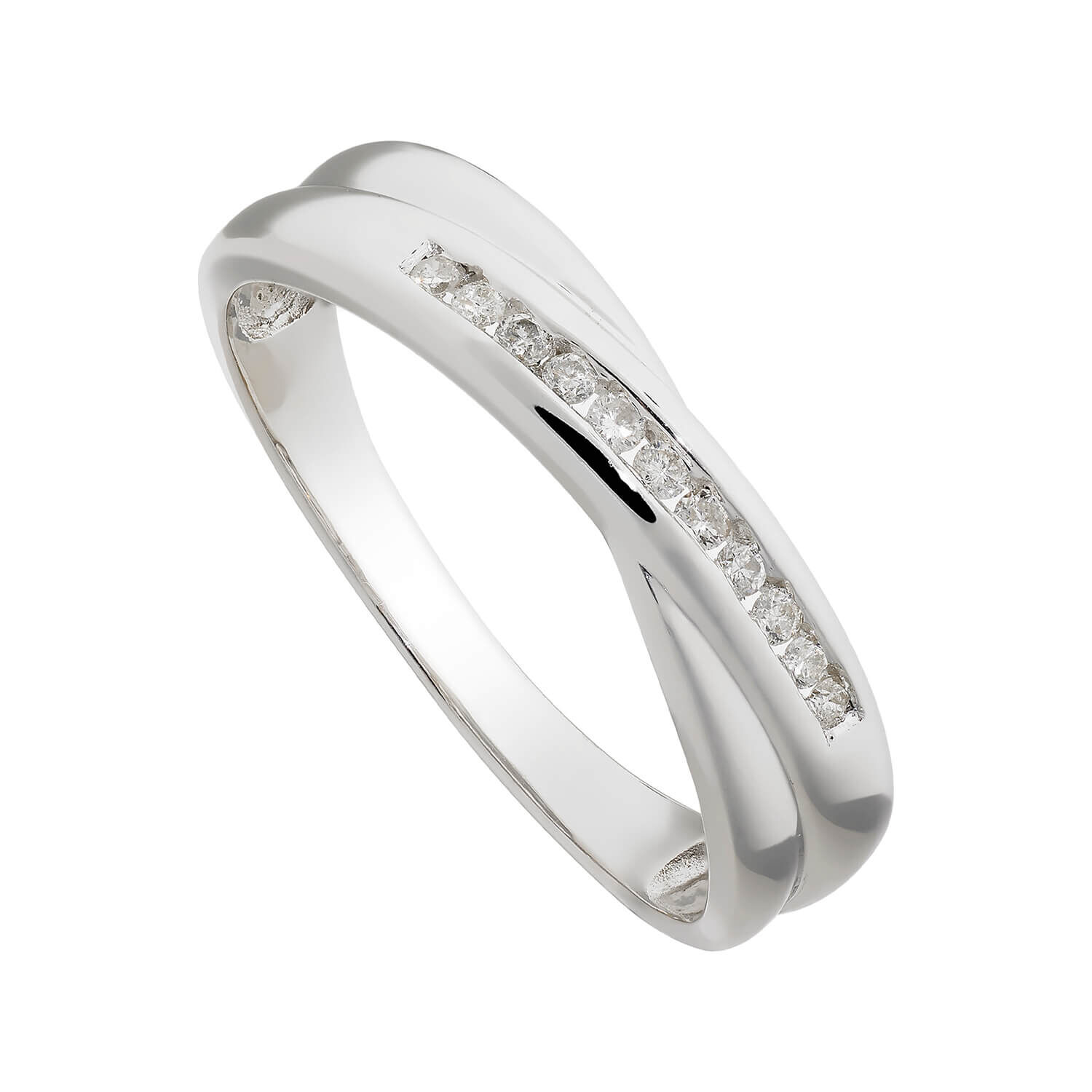 Diamond crossover wedding best sale band