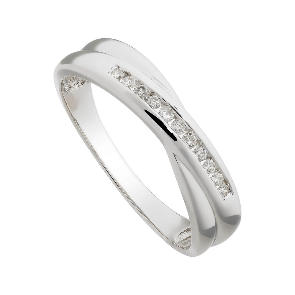Ladies' 9ct white gold diamond crossover wedding ring image number 0
