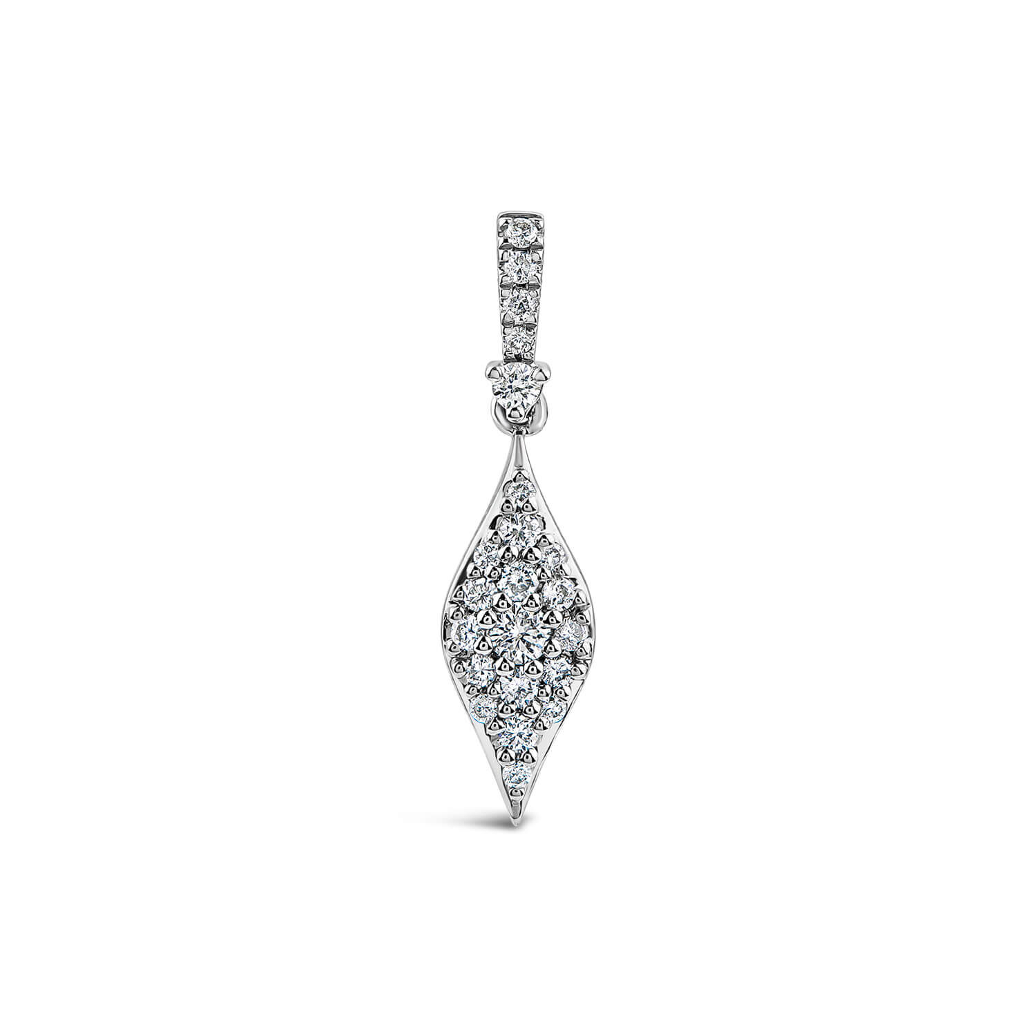 9ct White Gold 0.18ct Diamond Shape Pave Diamond Pendant Chain Included