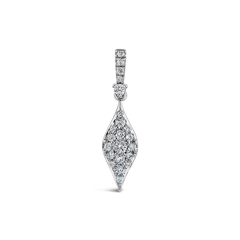 9ct White Gold 0.18ct Diamond Shape Pave Diamond Pendant (Chain Included)