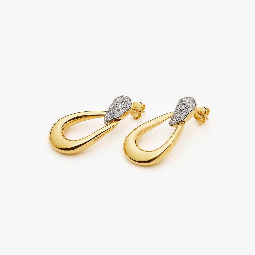 Missoma 18ct Gold Plated Brass Cubic Zirconia Molten Teardrop Pave Stud Earrings