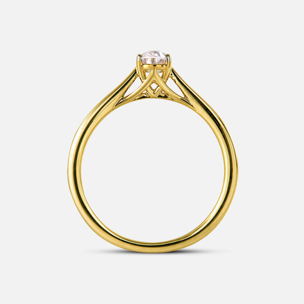 Floral 18ct Yellow Gold 0.40ct Oval Diamond Solitaire Ring