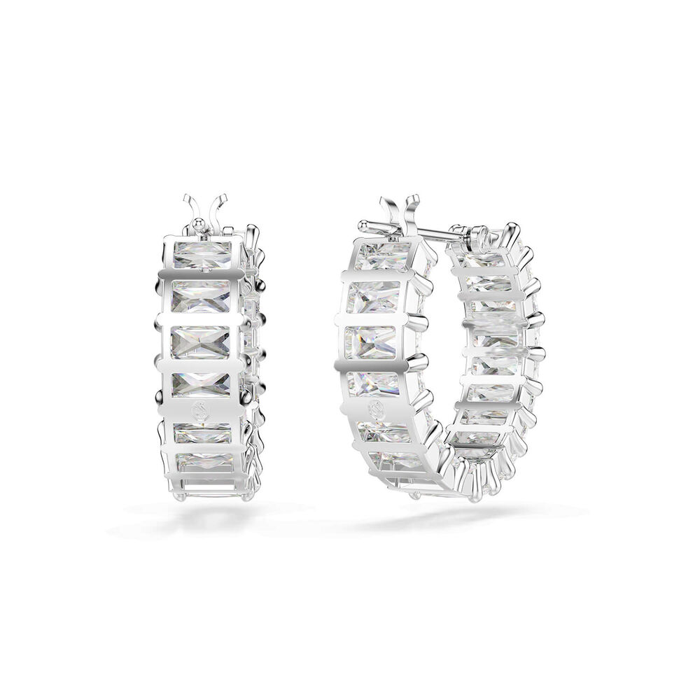 Swarovski Matrix Baguette Cubic Zirconia Rhodium Plated Hoop Earrings