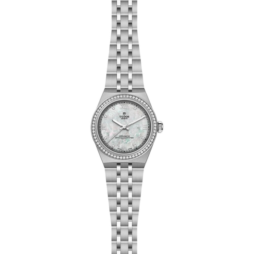 TUDOR Royal 30mm Mother of Pearl Dial Diamond Bezel Steel Bracelet Watch
