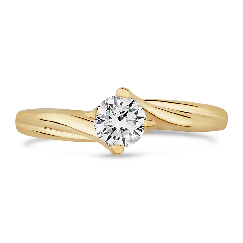18ct Yellow Gold 0.33ct Diamond Four Claw Twist Ring image number 1