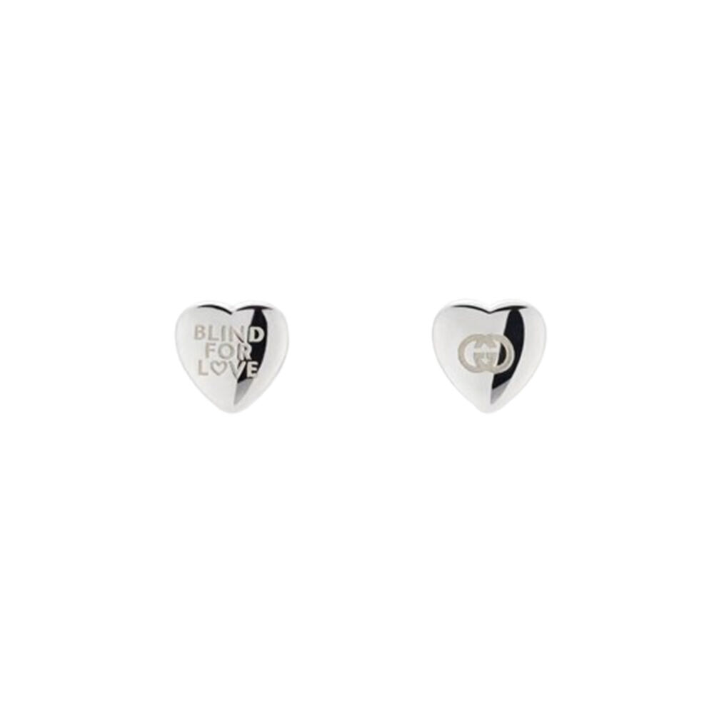 Gucci Blind for Love Silver Heart Stud Earrings