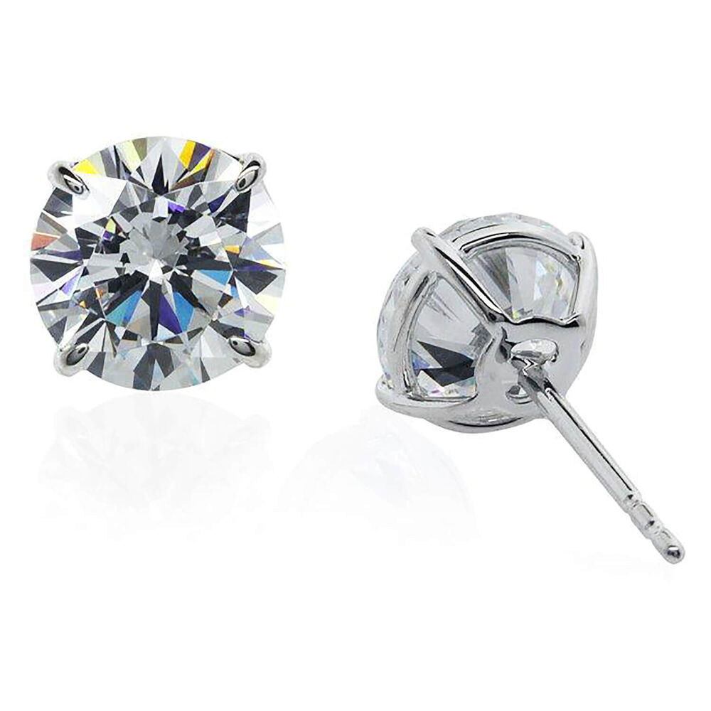CARAT* London White Gold Eternal Four Prong Round 2ct Stud Earrings image number 1