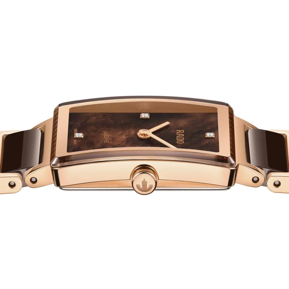 Rado Integral 23mm Brown Mother of Pearl Dial Two Tone Steel & Ceramic Bracelet Watch image number 2