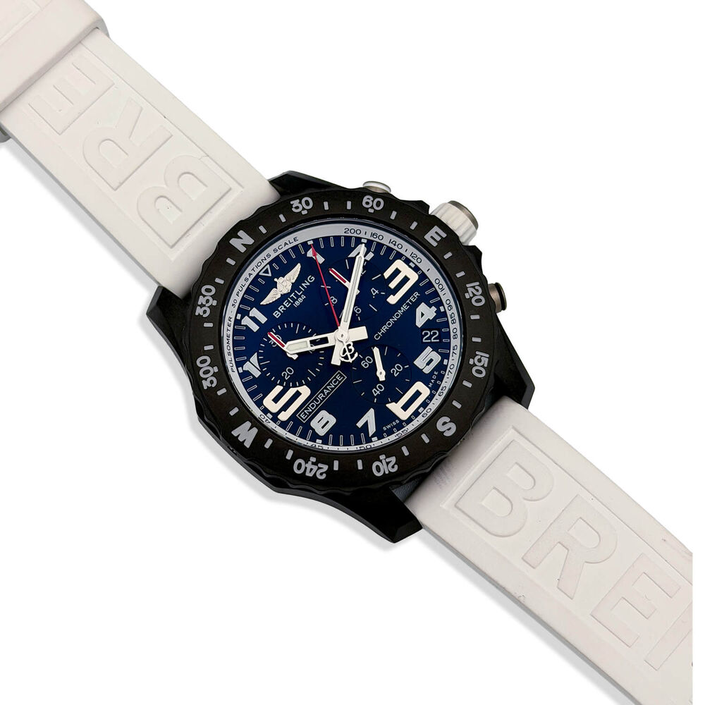Pre-Owned Breitling Endurance Pro 44mm Black Dial White Rubber Strap Watch image number 1