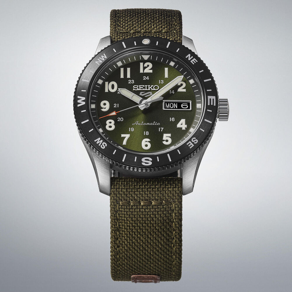 Seiko 5 Sports Field Fatigue Green 41mm Dial Khaki Nylon Strap Watch
