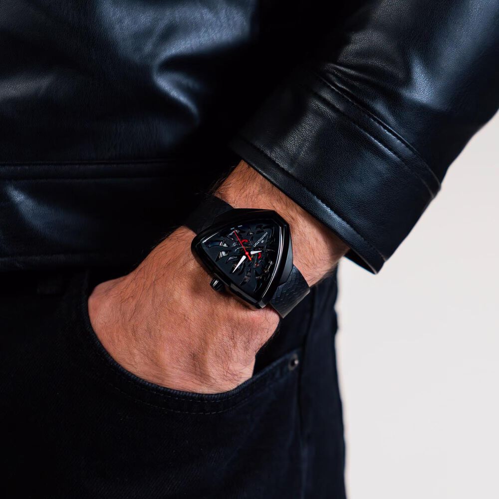 Hamilton Ventura Elvis80 Skeleton Auto 42x45mm Dial Black Rubber Strap Watch image number 4