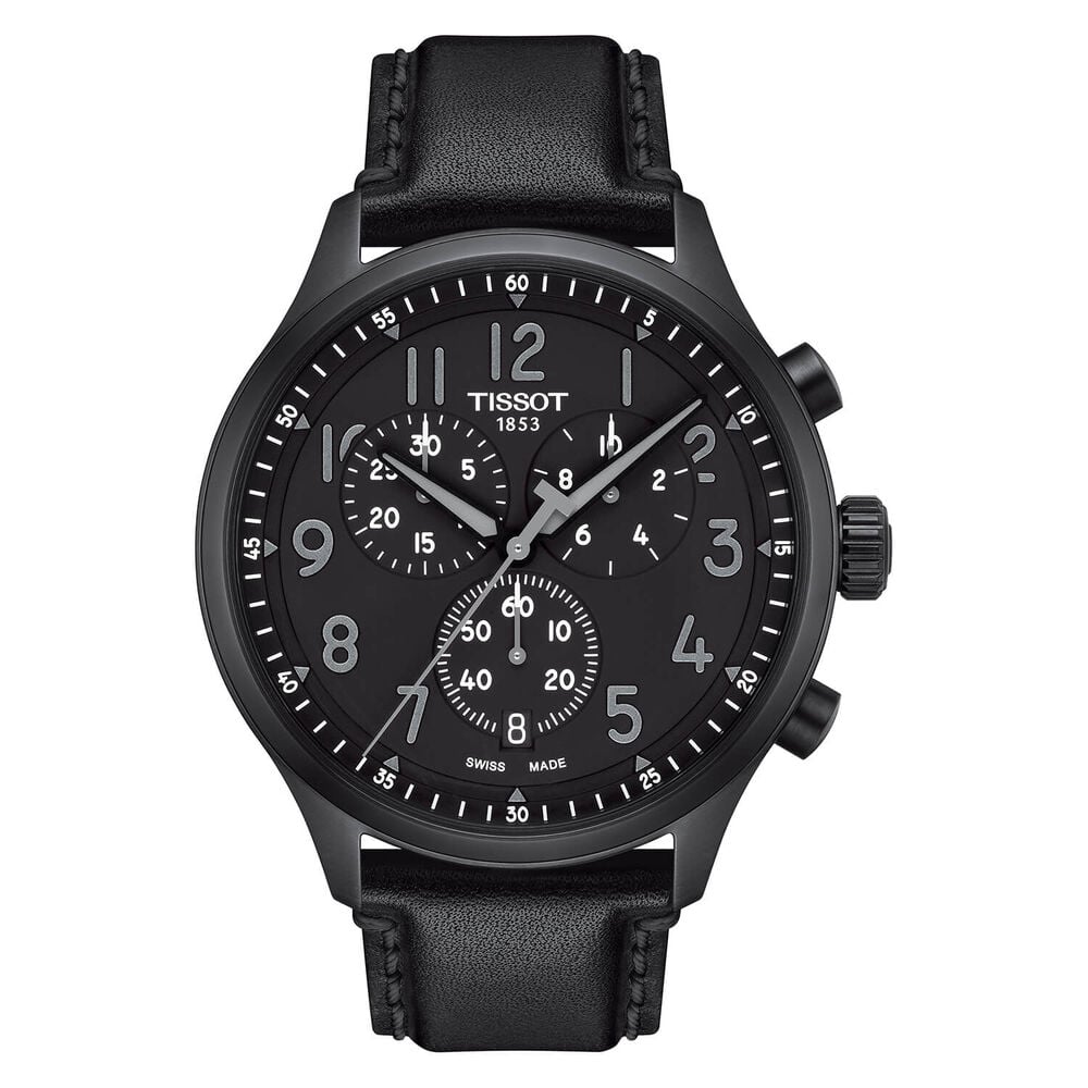 Tissot Chrono XL 45mm Black Dial Chronogaph Black PVD Case Strap Watch image number 0