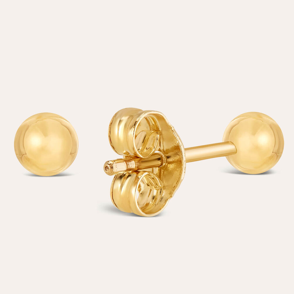 9ct Yellow Gold 3mm Polished Ball Stud Earrings