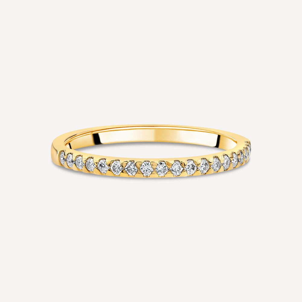 Born 18ct Yellow Gold 0.15ct Lab Grown Diamond Triangle Claw Set Half Eternity Wedding Ring image number 2