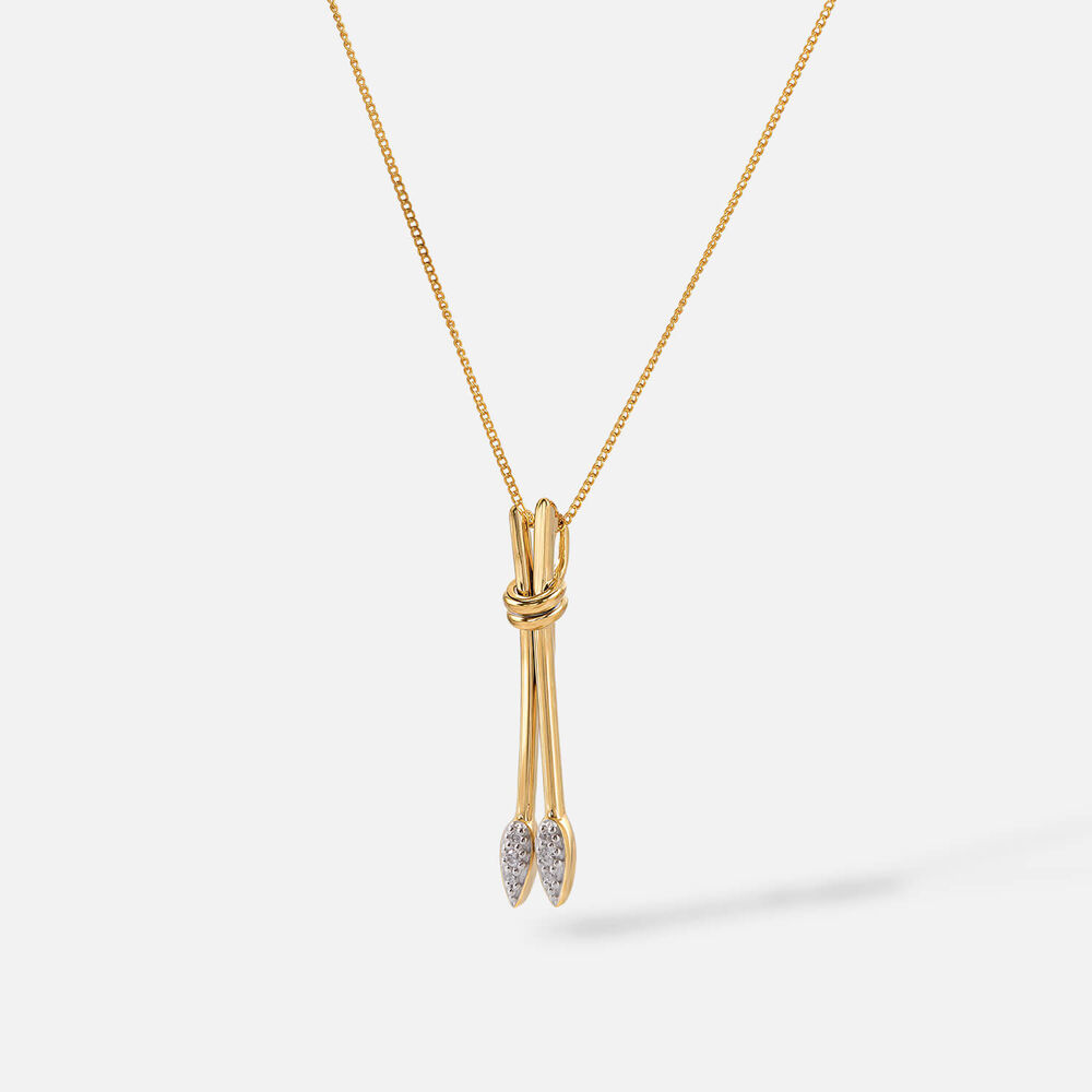9ct Yellow Gold Two Piece Pave Diamond Tips Pendant
