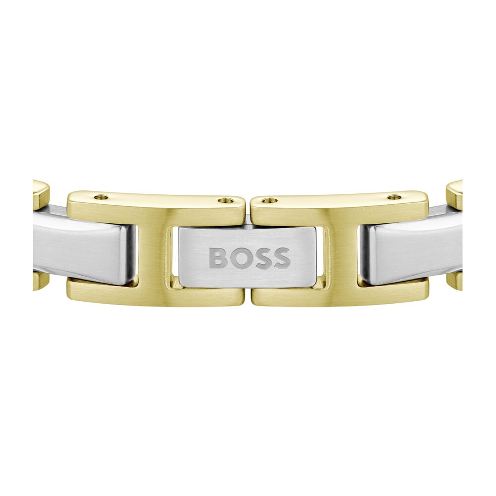 BOSS Nolan Two Tone Gold Stainless Steel H-Link Bracelet image number 1