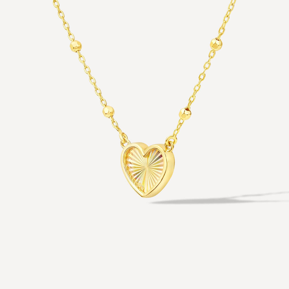 9ct Yellow Gold Heart Beaded Necklet