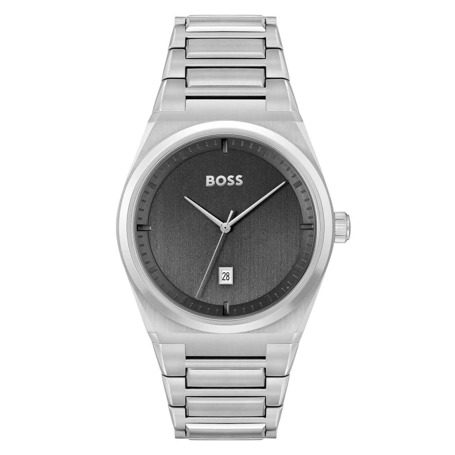 BOSS Steer 42mm Black Dial Steel Case Watch