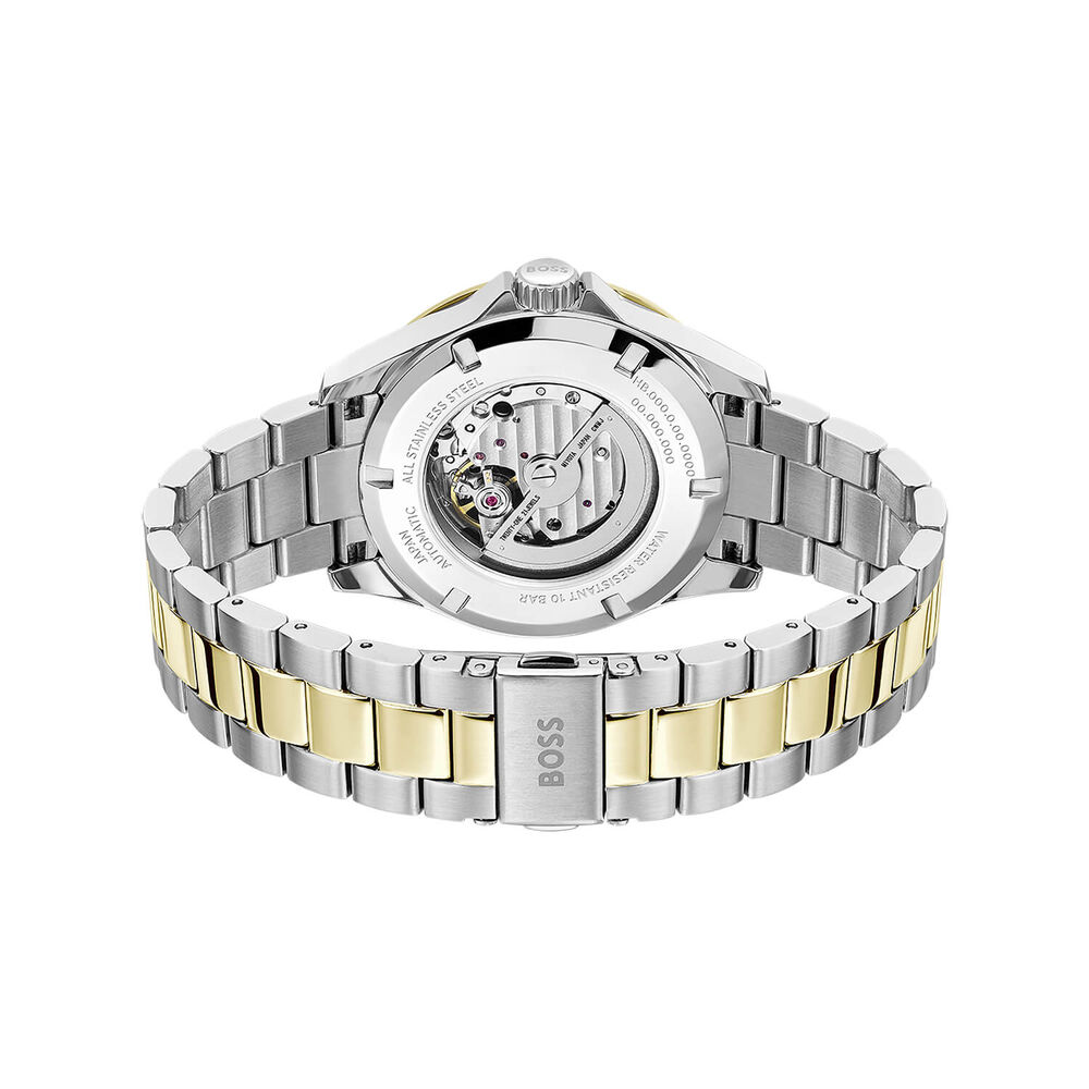 BOSS Troper Automatic 42mm Blue Open Heart Dial Two-Tone Steel Bracelet Watch image number 3
