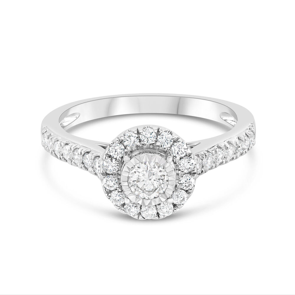 18ct White Gold Embellished Diamond Halo Cluster with 0.50 Carat Ring image number 4