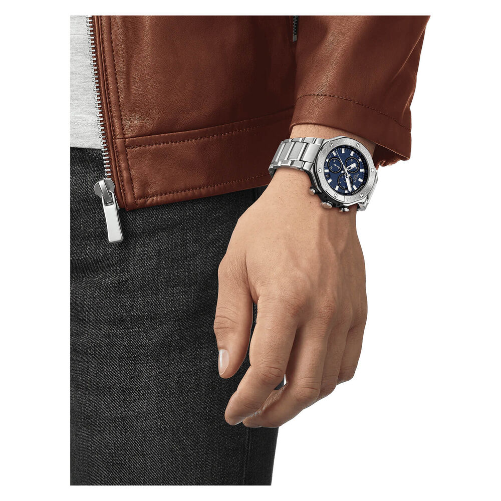 Tissot T-Race 45mm Blue Chrono Dial Steel Bracelet Watch image number 3