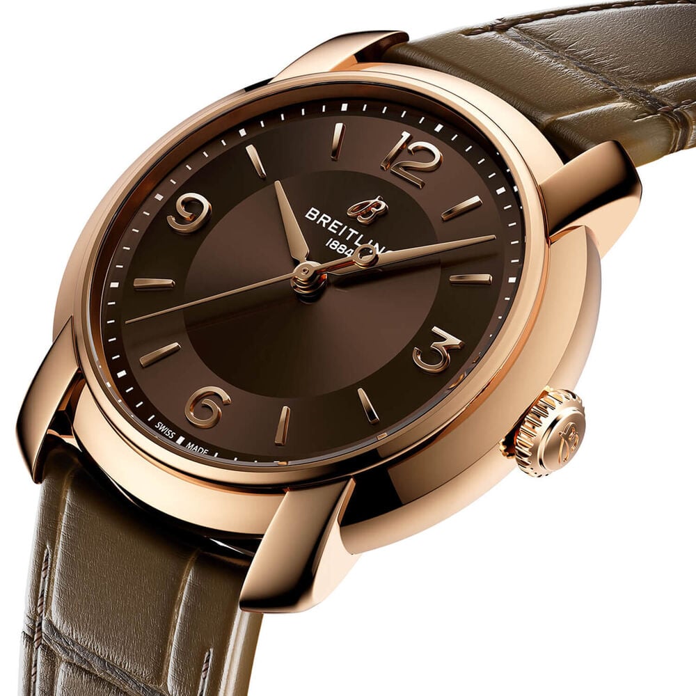 Bretling Lady Premier Automatic 36mm Brown Dial Leather Strap Watch