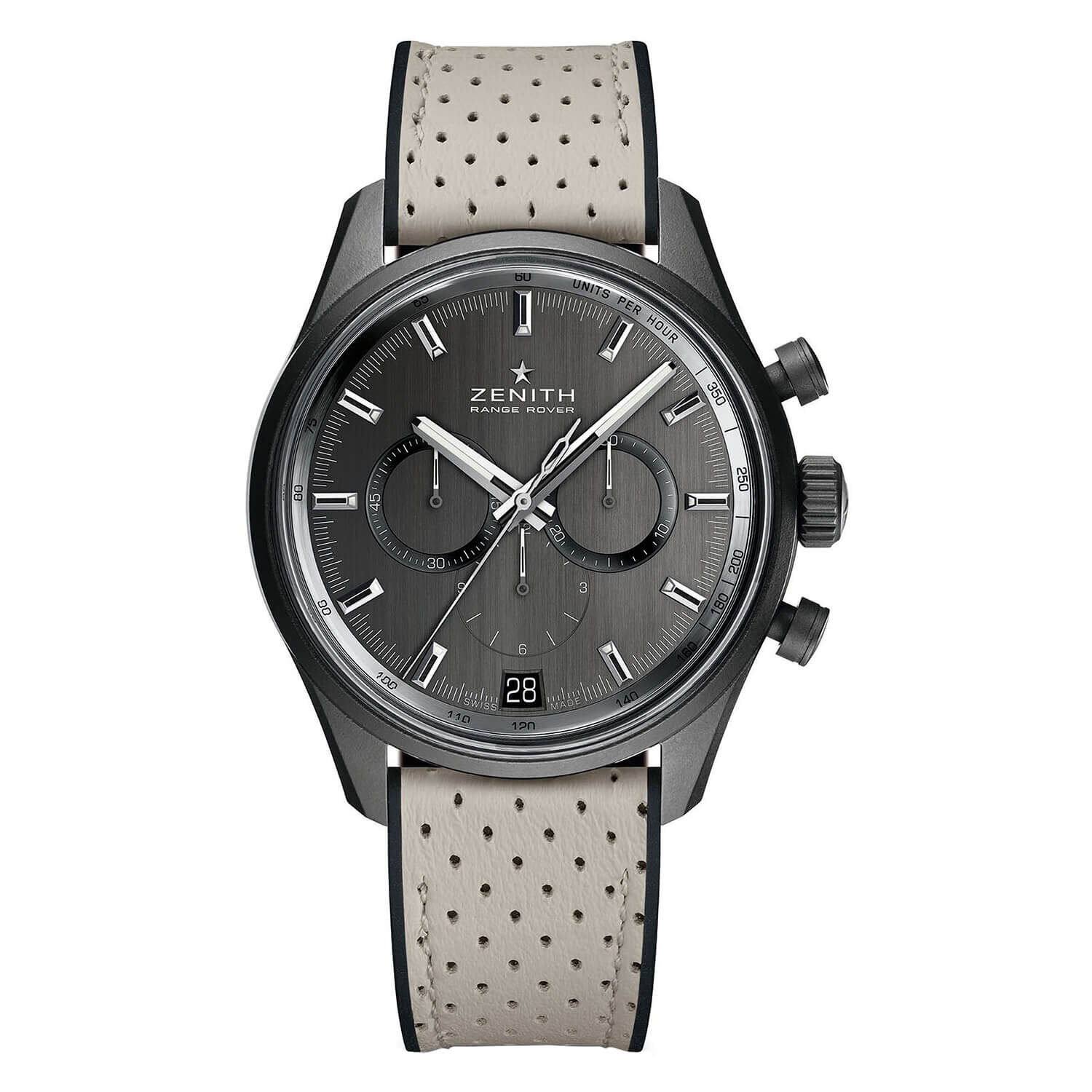 Zenith El Primero Grey Dial White Strap Watch