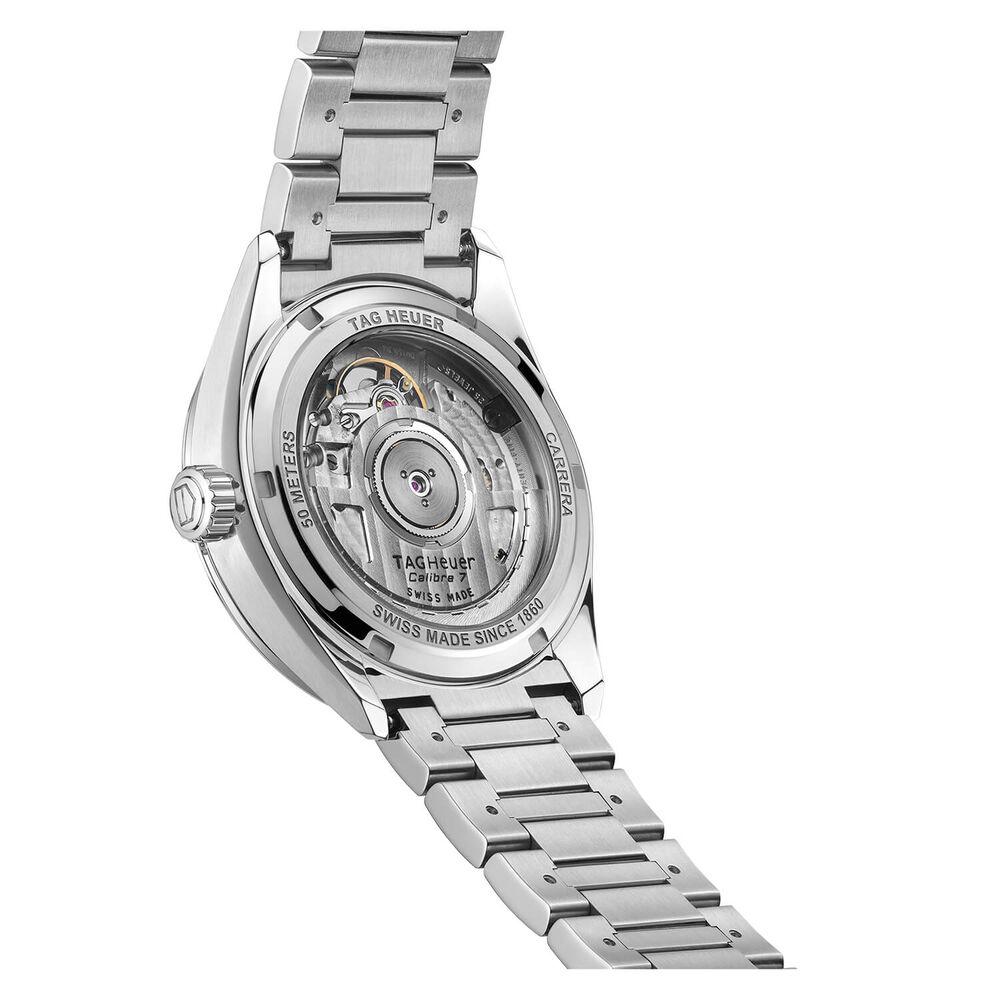 TAG Heuer Carrera Date 36mm Silver Dial Rose Gold Index Stainless Steel Bracelet Watch image number 2