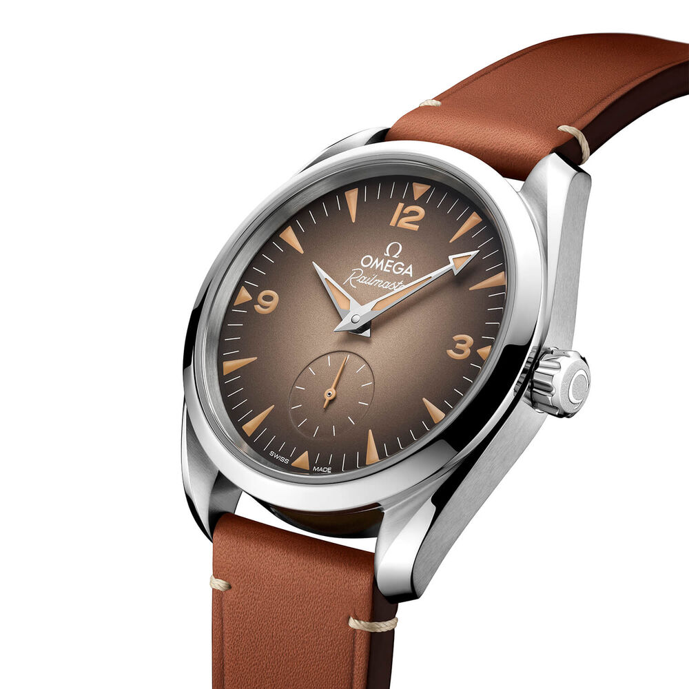 OMEGA Seamaster Railmaster 38mm Brown Dial Brown Leather Strap Watch image number 1