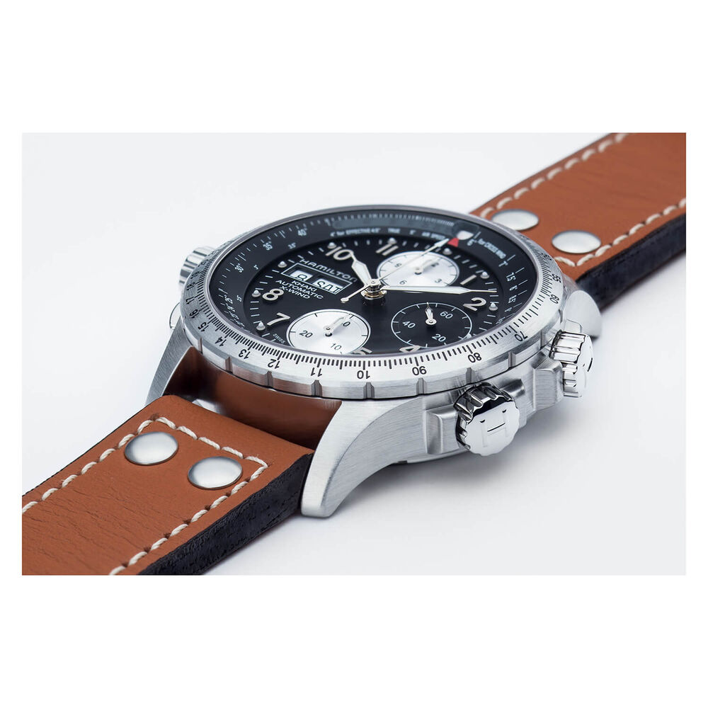 Hamilton Khaki Aviation X Wind Auto Chrono 44mm Black Case Brown Watch
